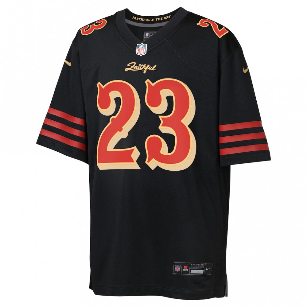 Christian McCaffrey San Francisco 49ers Nike Youth 2025 Rivalries Collection Game Jersey - Black-GridironStore